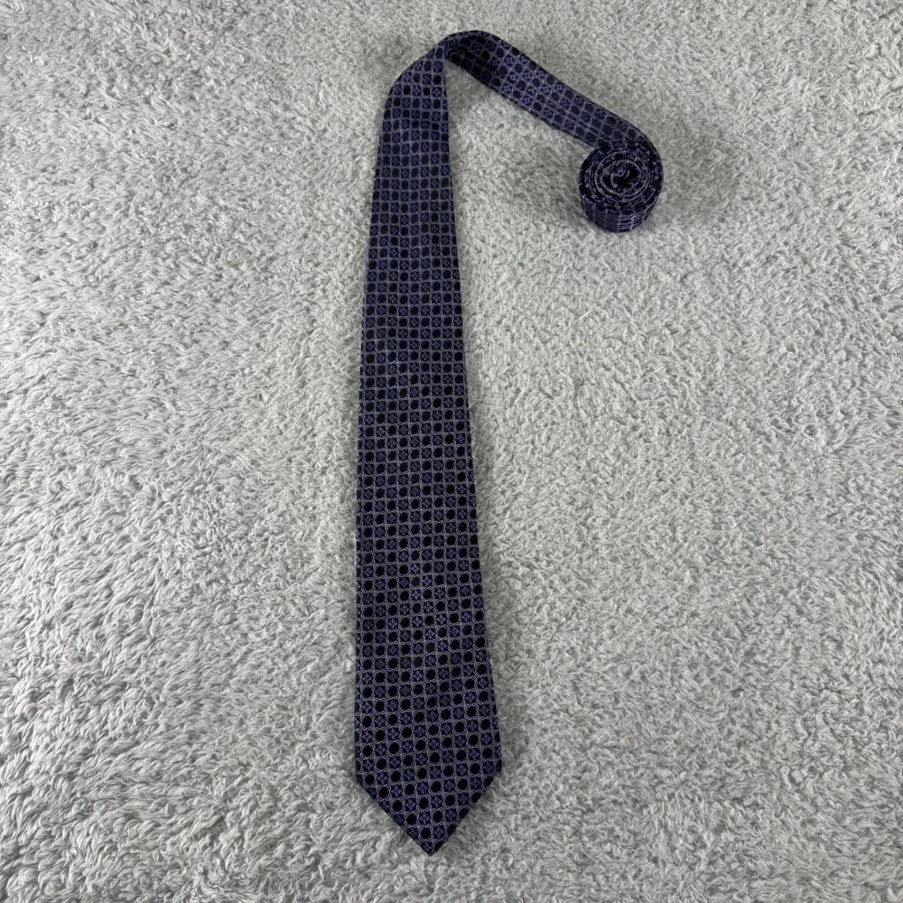 Canali Purple Geometric Floral 100% Silk Necktie Made in Italy Classic Tie